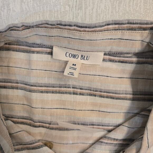 Stitch Fix Como Blu linen blend button up sz med Office work wear beachy NWT - Picture 4 of 8